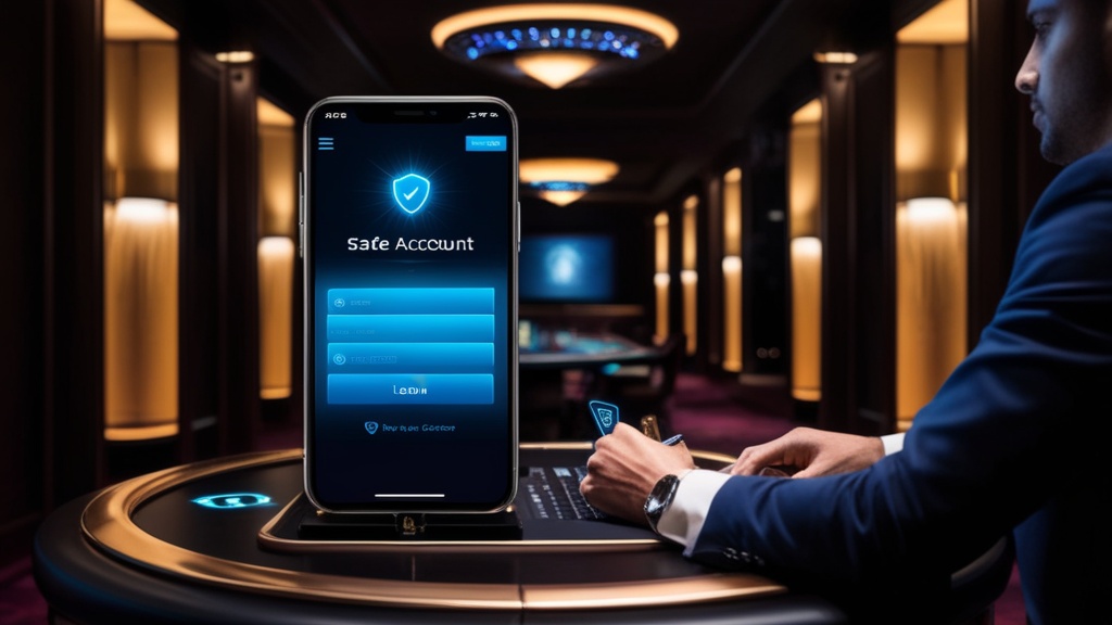 Player signing into a secure casino login screen on a glowing device