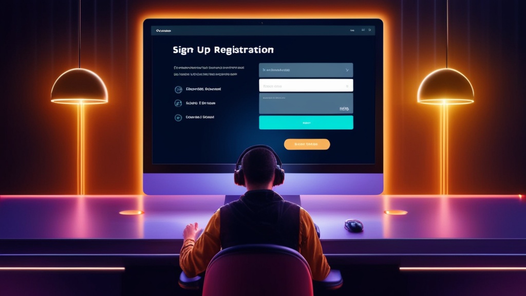 New player completing a secure casino registration form on a glowing screen